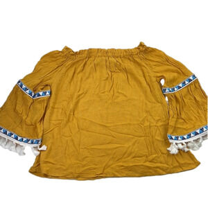 Paper Heart  Mustard 3/4 sleeve Boho Top